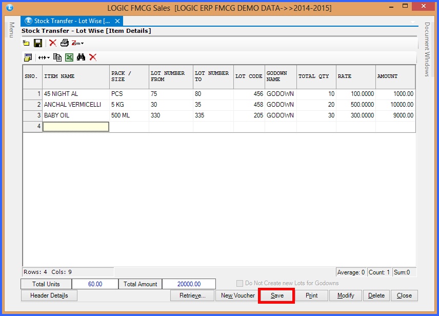 fmcg stock transfer lot wise item details 22